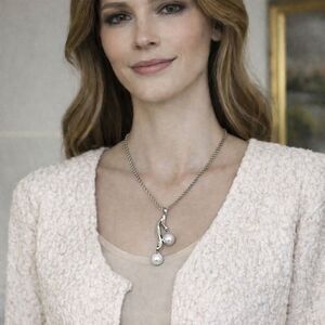 Sterling Silver Pearl Pendant & Rope Chain